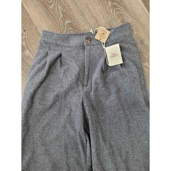 Faherty Dream‎ Flannel Organic Cotton Wide Leg Trouser Pants size 0 Charcoal #P2 - Picture 3 of 6